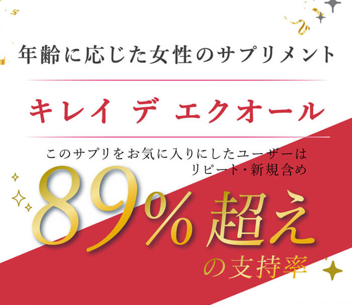 年齢に応じた女性のサプリメント 達成評価89%超え