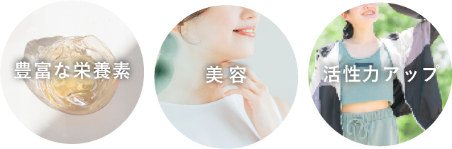 豊富な栄養素、美容効果、活性力アップのイメージ画像