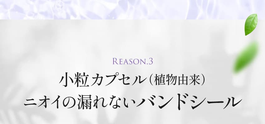 Reason.3 小粒カプセル（植物由来） ニオイの漏れないバンドシール